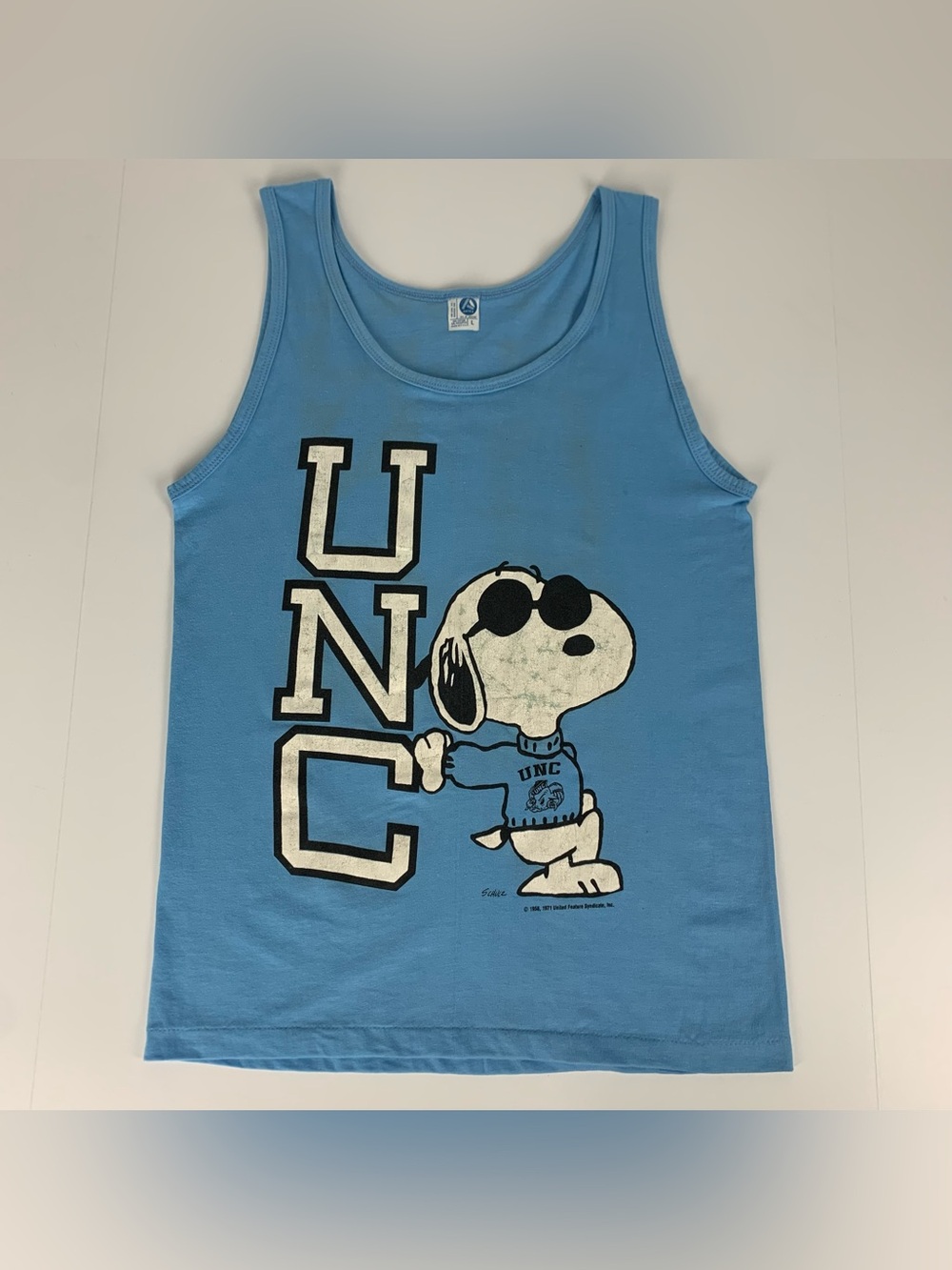 Vintage Snoopy Tank Top 1971 UNC North Carolina Tar Heels Shirt Mens Size Large